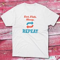 Eat sleep fish repeat white Anglers T-shirts
