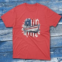American Fisherman Boat red Fishermen T-shirt