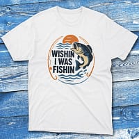 Wishin I was fishing white Anglers T-shirts