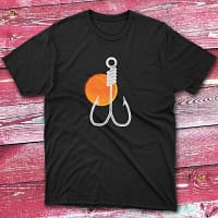 Bait Illustration black Fishing T-shirt