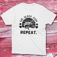 Eat sleep fish repeat white Fisherman Tee Eat sleep fish repeat white Fisherman Tee
