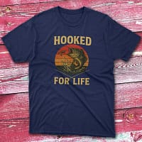 Hooked on fishing navy Fishing T-shirt