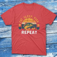 Eat sleep fish repeat red Fisherman Tee