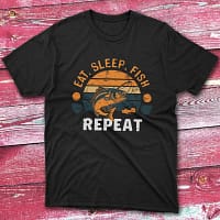 Eat sleep fish repeat2 black Anglers T-shirts