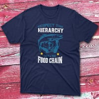 respect the Food chain navy Fishing T-shirt