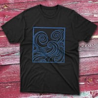 Blue Ocean Waves Black Fishing T-shirt Blue Ocean Waves Black Fishing T-shirt
