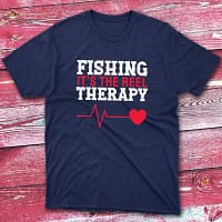 Fishing is the reel therapy navy Fishing T-shirt Fishing is the reel therapy navy Fishing T-shirt