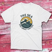 the sea the grea unifier white Fishermen T-shirt the sea the grea unifier white Fishermen T-shirt