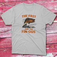 The fast and the Fin ious grey Fishing T-shirt