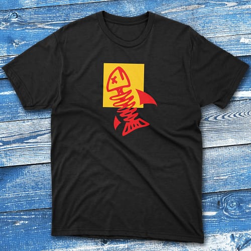 Minimalistic Fish skeleton black Fishing T-shirt Minimalistic Fish skeleton black Fishing T-shirt