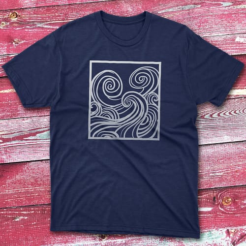 Waves Illustration navy Fisherman Tee