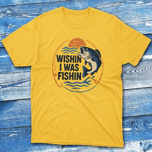 Wishin I was fishing daisy Fishing T-shirt Wishin I was fishing daisy Fishing T-shirt