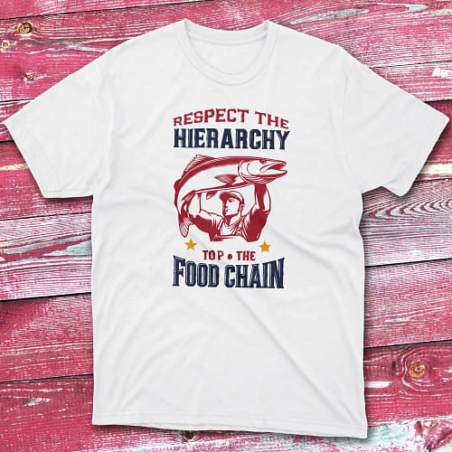 respect the Food chain white Fishermen T-shirt