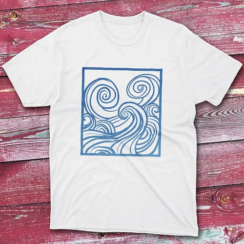 Blue Ocean Waves White Fishermen T-shirt