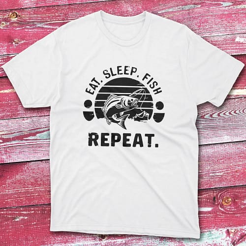 Eat sleep fish repeat white Fisherman Tee