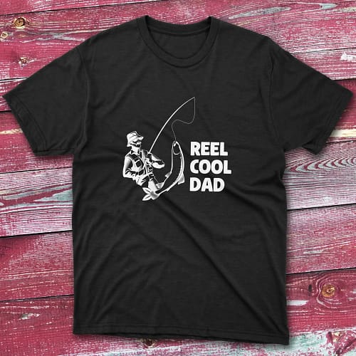 The Reel cool dad black Fishermen T-shirt