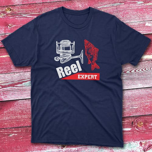 Reel expert navy Anglers T-shirts