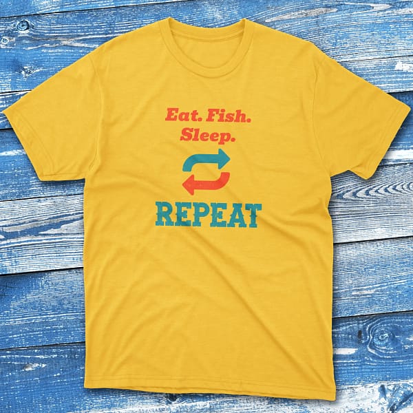 Eat sleep fish repeat daisy Fisherman Tee