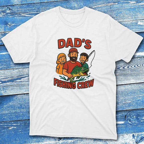 dad's fishing crew white Fishing T-shirt