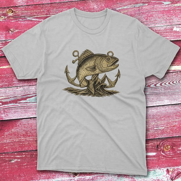 surreal fish grey Fishing T-shirt
