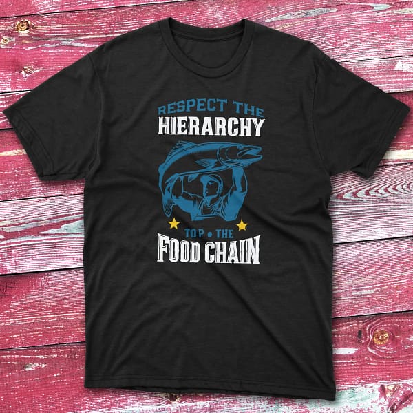 respect the Food chain black Fishing T-shirt