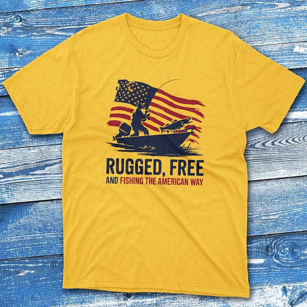 rugged, free, and fishing the american way daisy Fishermen T-shirt