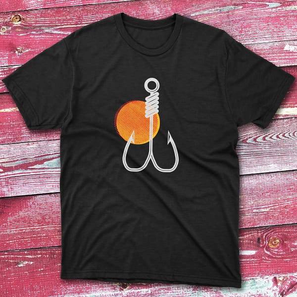 Bait Illustration black Fishing T-shirt