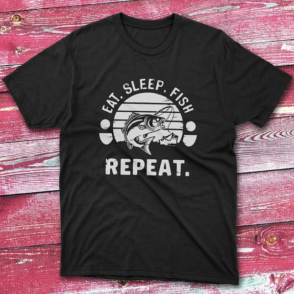 Eat sleep fish repeat black Anglers T-shirts Eat sleep fish repeat black Anglers T-shirts