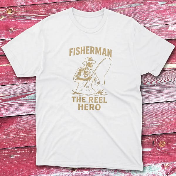 Fisherman the reel hero white Anglers T-shirts
