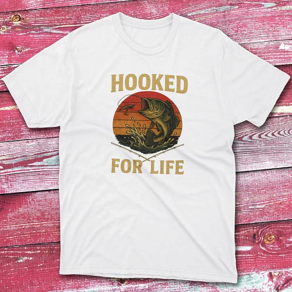 Hooked on fishing white Fishermen T-shirt