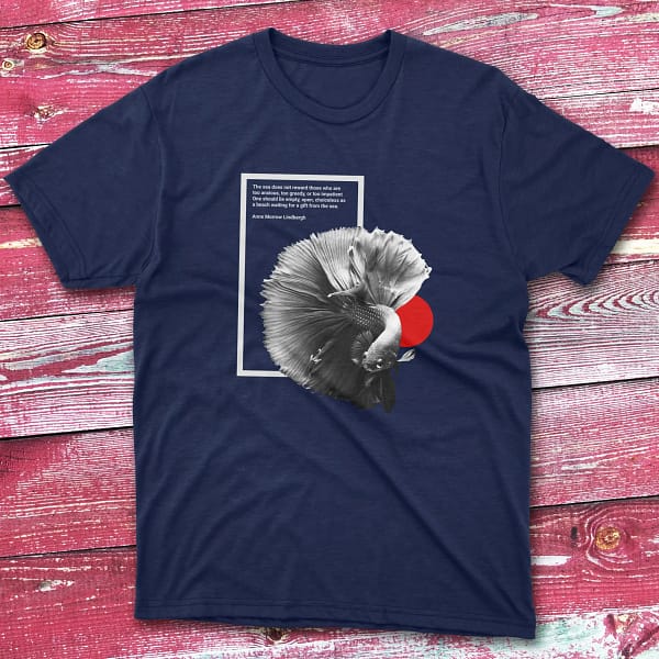 the sea does not reward those who are too anxious navy Fishing T-shirt