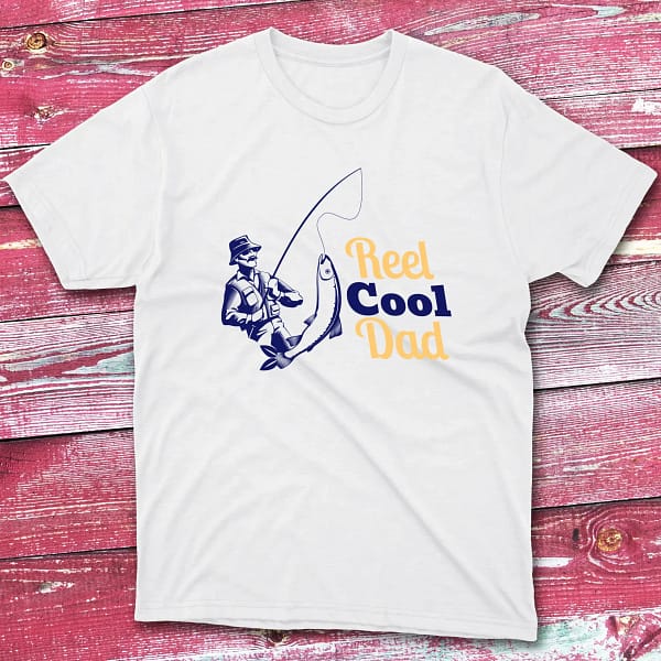 reel cool dad white Fishing T-shirt