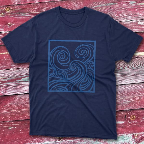 Blue Ocean Waves Navy Fisherman Tee Blue Ocean Waves Navy Fisherman Tee