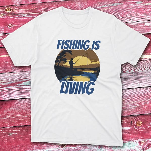 fishing is living white Fishermen T-shirt