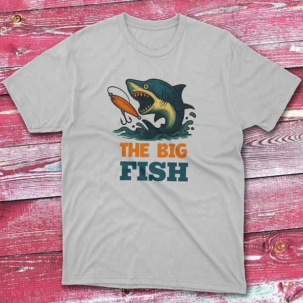 the big fish grey Fishermen T-shirt