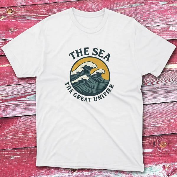 the sea the grea unifier white Fishermen T-shirt the sea the grea unifier white Fishermen T-shirt