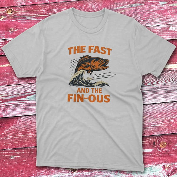 The fast and the Fin ious grey Fishing T-shirt